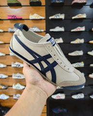 Onitsuka Tiger Mexico 66 Slip On Leather Beige Dark Blue For Mens