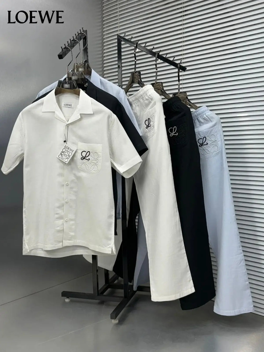 Loewe Black Embroidery Logo Premium Linen Cord Set