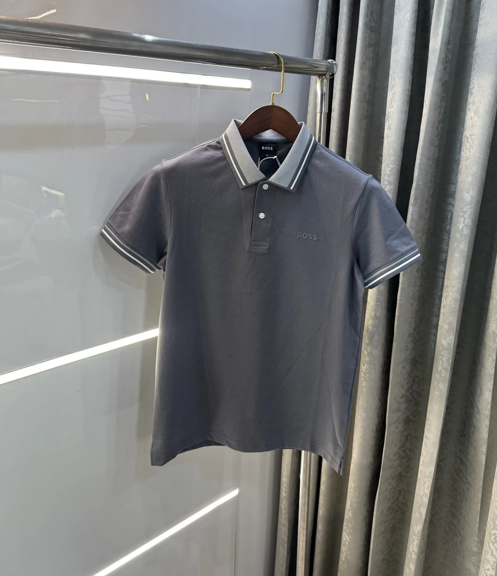 Hugo Boss Grey Embroidery Logo Premium Polo T-shirt