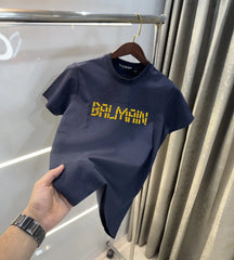 Balmain Paris Navy Blue Logo Work Premium T-Shirt
