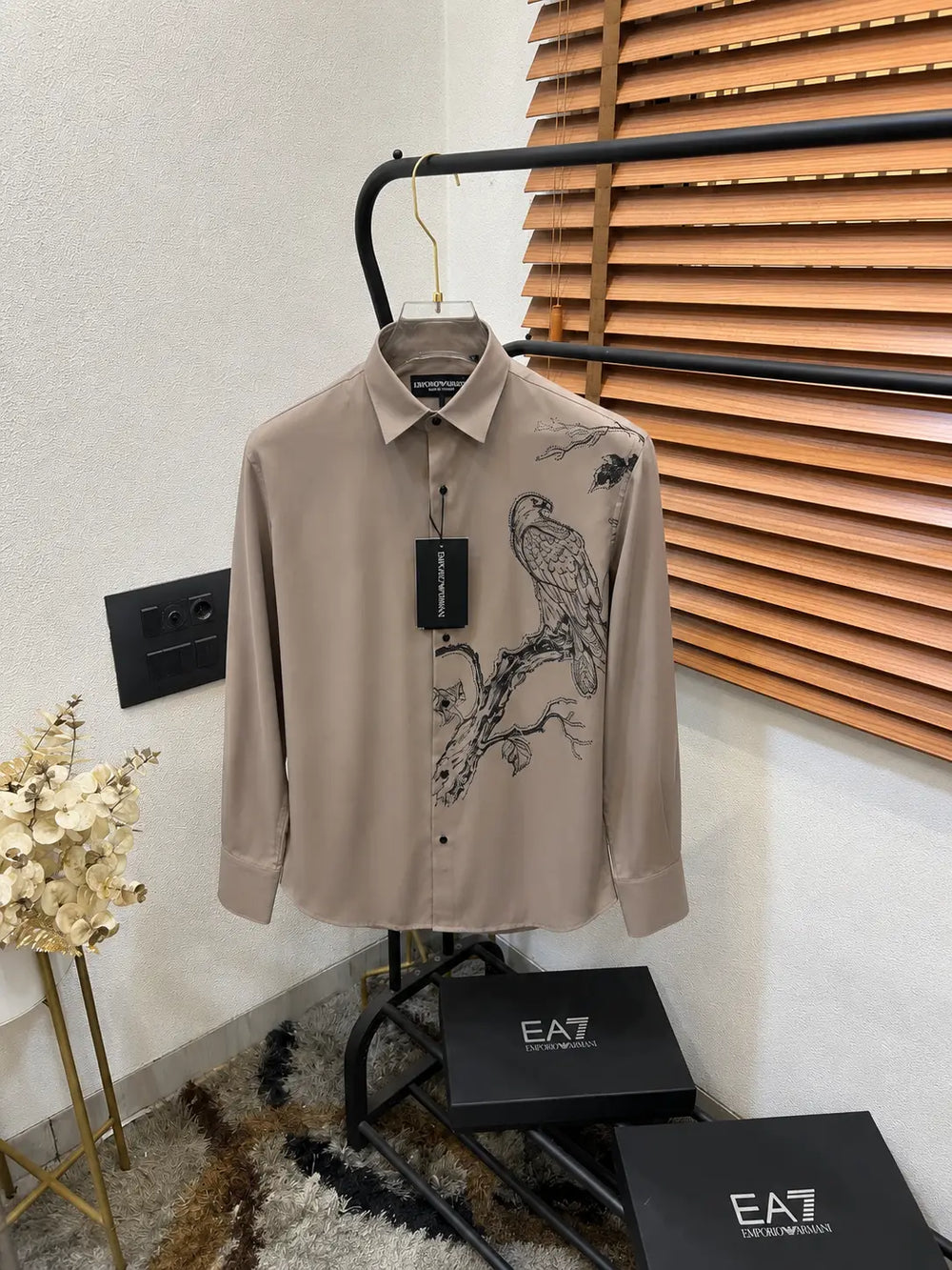 Emporio Arman_i Eagle Sequence Printed Italian Imported Partywear Shirt With OG Box (DN 640)