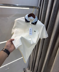 Lacost e Cream Embroidery Logo Premium Polo T-Shirt