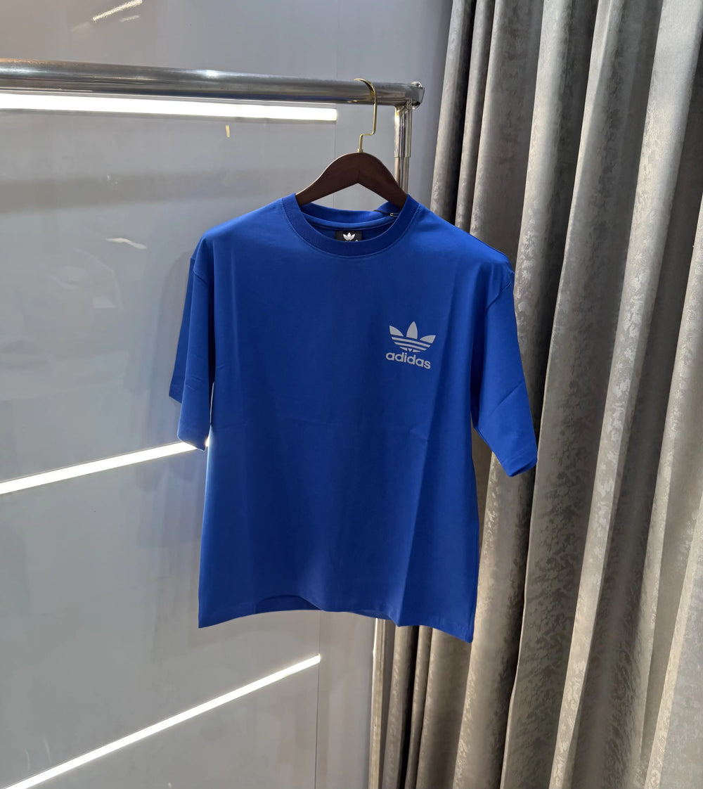 Adidas Blue Reflective Logo Print Imported Oversized T-Shirt