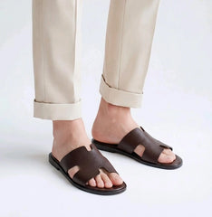Herms_Brown Premium Leather Slide