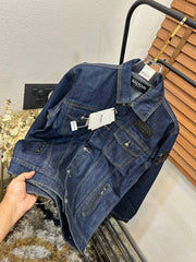Balmai_n Turkey Imported Very Premium Highly Detailed Denim Dark Blue Black Logo Patched Jacket (DN 560)