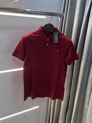 Ralph Lauren Maroon Premium Classic Polo T-Shirt