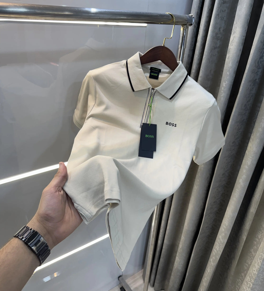 Hugo Bos s Beige Logo Work Premium Polo T-shirt