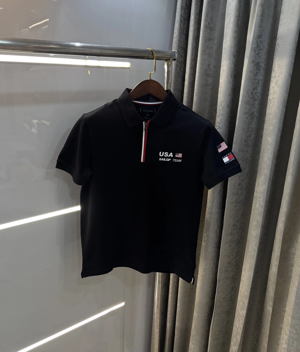 Tomm y Hilfiger Black Premium Polo T-shirt