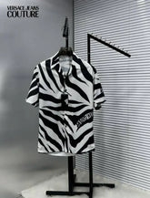 Versac_e Jeans Couture Black Zebra Patta Printed Imported Very Premium Half Shirt (DN 521)