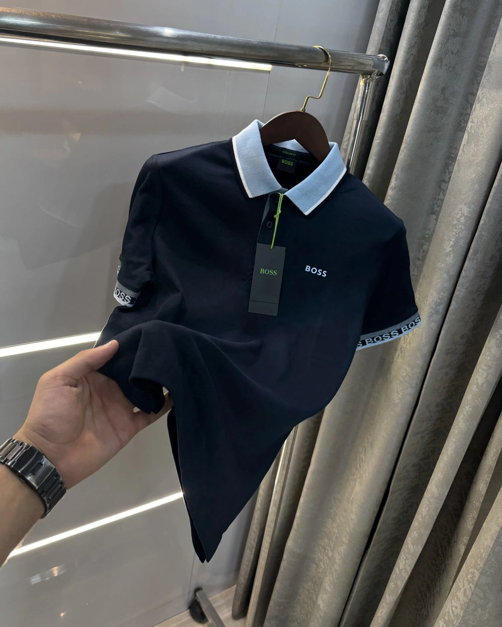 Hugo Bos s Navy Blue Logo Work Premium Polo T-shirt