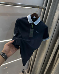Hugo Bos s Navy Blue Logo Work Premium Polo T-shirt