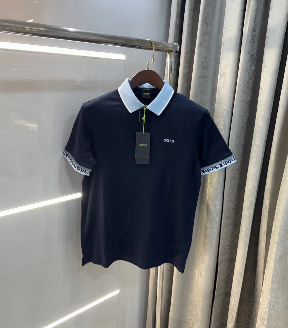 Hugo Bos s Navy Blue Logo Work Premium Polo T-shirt