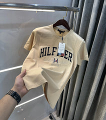 Tommy Hilfige r Beige Embroidery Logo Premium T-Shirt