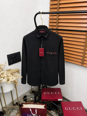 Gucc_i Pocket Signature Patched Imported Partywear Shirt With Og BoX & Bag (DN 502)