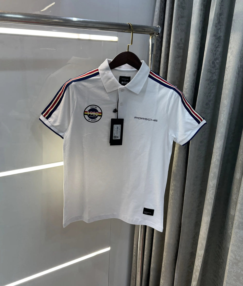 Hugo Bos s X Porsche White Logo Work Premium Polo T-shirt
