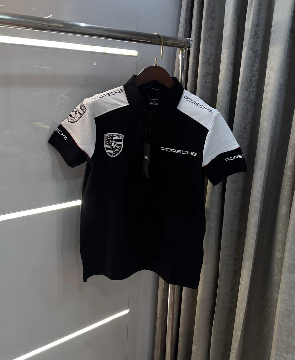Hugo Bos s X Porsche Black Logo Work Premium Polo T-shirt