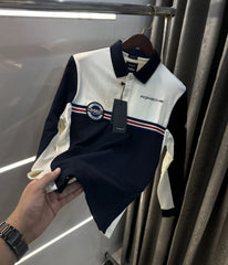 Hugo Boss Cream Logo Work Premium Full Sleeve Polo T-Shirt