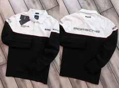 Hugo Boss Black White Logo Work Premium Full Sleeve Polo T-Shirt