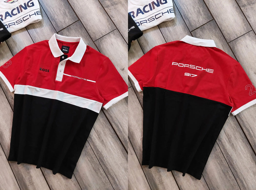 Hugo Bos s X Porsche Red Logo Work Premium Polo T-shirt