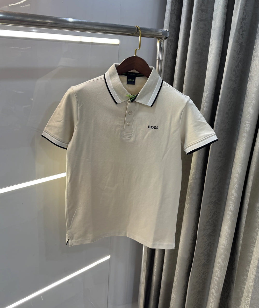 Hugo Bos s Beige Logo Work Premium Polo T-shirt