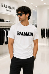 Balmai n Paris White Logo Work Imported T-Shirt
