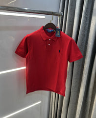 Ralph Lauren Red Embroidery Logo Premium Classic Polo T-Shirt