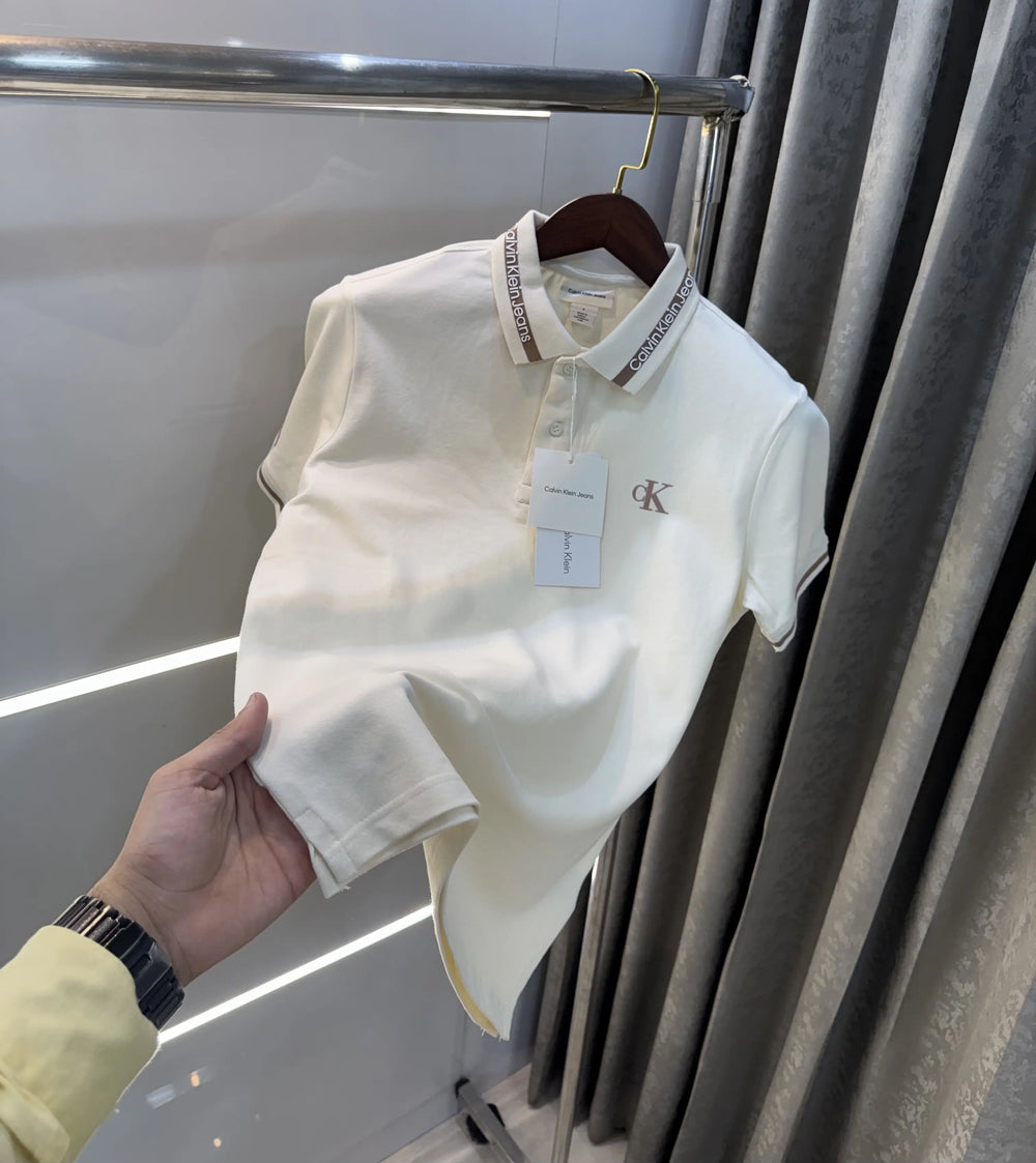 Calvin Klein Cream Premium Polo T-Shirt