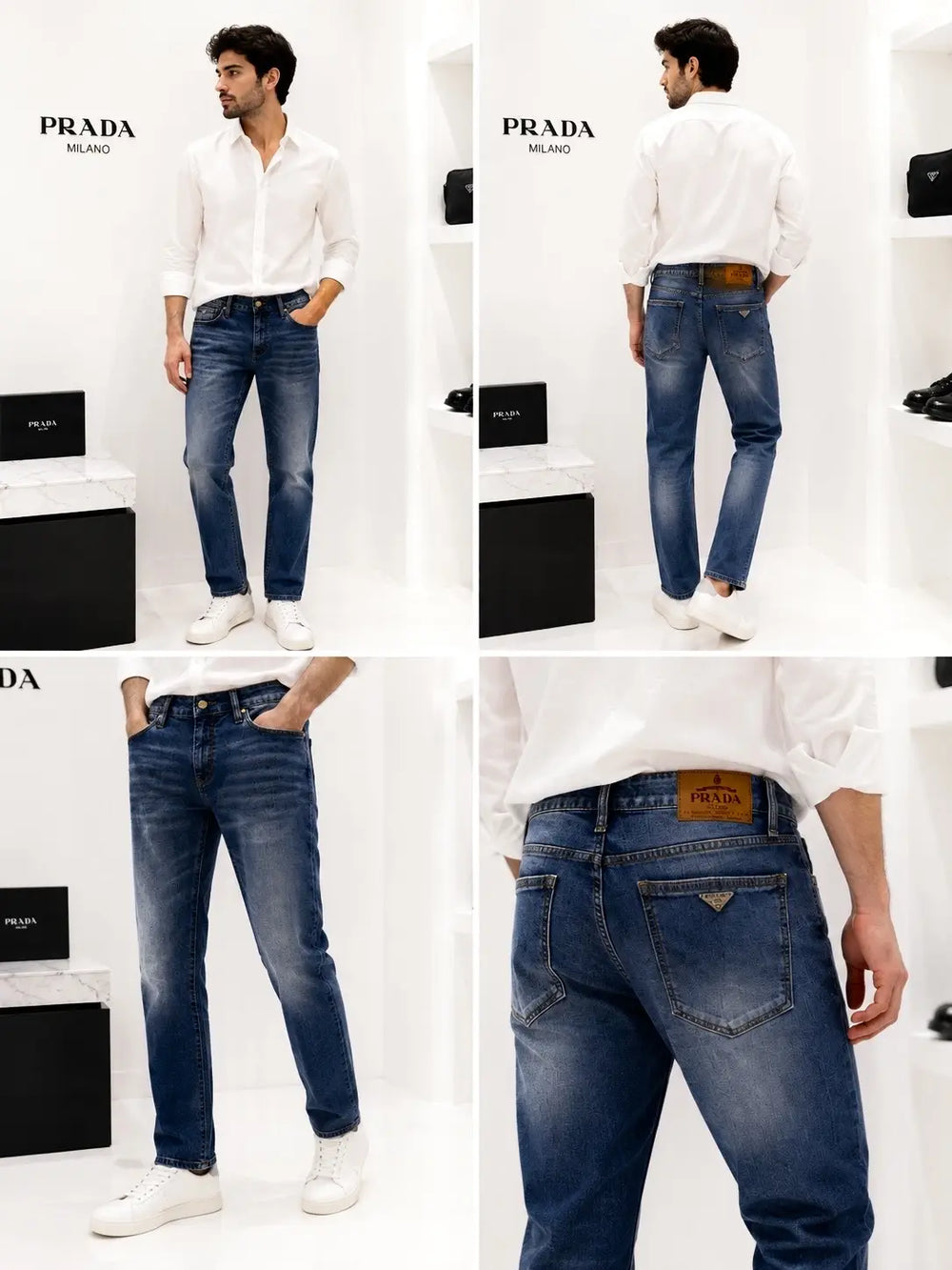Prad a Milano Dark Blue Shade Imported Denim