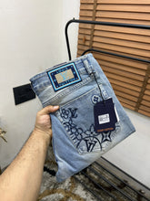 Louis Vuitto_n Back Side Pocket Monogram Embossed Imported Boot Cut Denim Light Blue (DN 643)