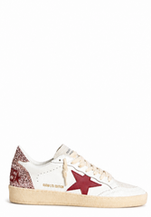 GOLDEN GOOSE BALLSTAR RED STAR GLITTER BLACK