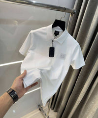 Arman i Exchang e White Patch Logo Premium Polo T-Shirt