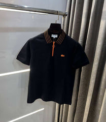 Lacost e Black Zip Premium Polo T-Shirt