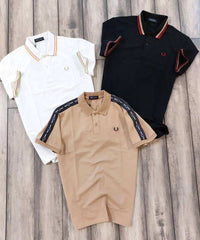 Fredperry Beige Embroidery Logo Premium Polo T-Shirt