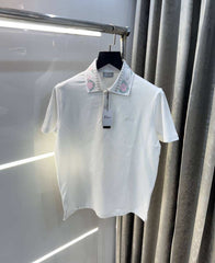 Christian Dio r White Collar Logo Premium Polo T-Shirt