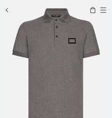Dolce&Gabbana Grey Steel Logo Imported Polo T-Shirt