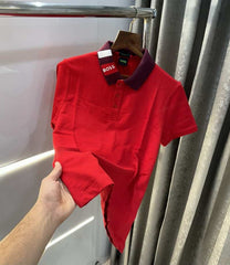 Hugo Bos s Red Collar Look Premium Polo T-Shirt