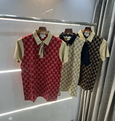 Gucc i Red MonogRaM Print Imported Premium Polo T-Shirt