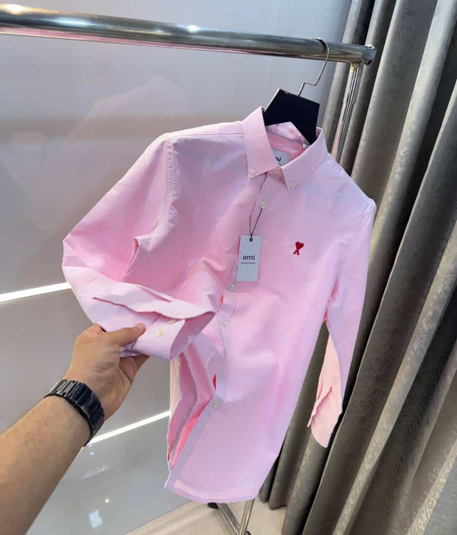 Ami Paris light Pink Embroidery Logo Premium Shirt