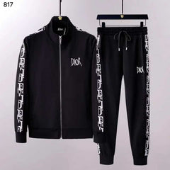 Christian Dio r Black Embroidery Logo Designer Imported Luxury Tracksuit