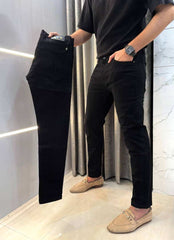 Armani Exchange Black Embroidery Logo Imported Hyperflex Denim