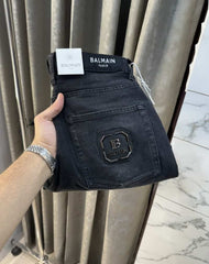 Balmai n Paris Carbon black Pocket Logo Work Imported Biker Denim