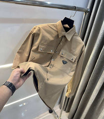 Prad a Milano Beige Steel Logo Premium Shacket