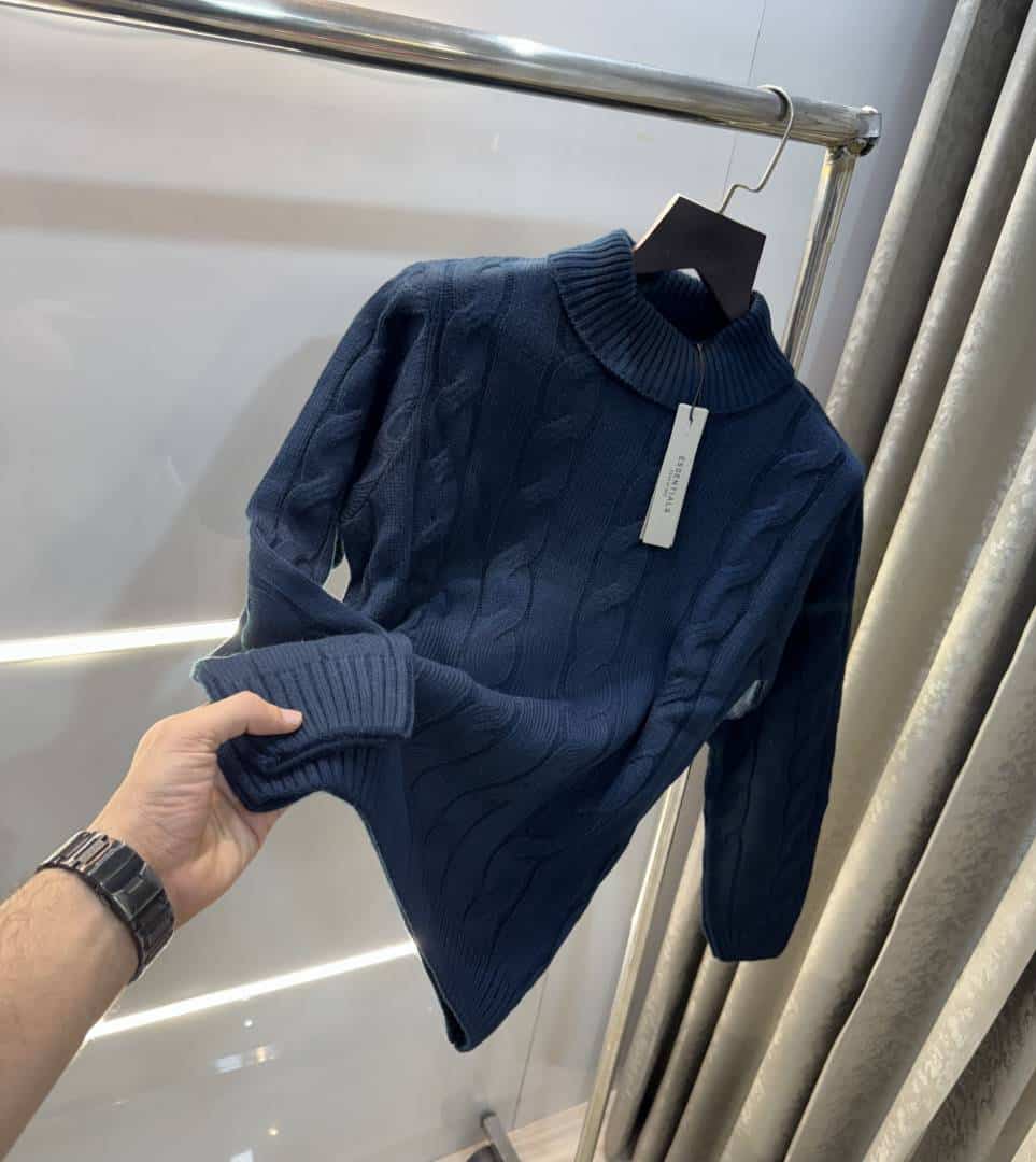 Essential Navy Blue Imported Knitted Turtle Kneck Pull Over