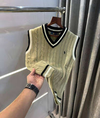 Ralp h Laure n Beige Premium Knitted Sleeveless Pull Over