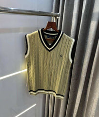 Ralp h Laure n Beige Premium Knitted Sleeveless Pull Over
