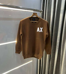 Armani Exchange Brown Logo Print Premium Classic Sweatshirt