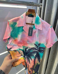 Zar a pink all over printed imported half shirt