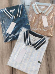 Lacost e Beige Embroidery Logo Premium Polo T-Shirt