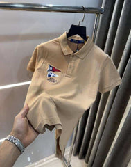 Ralp. h Lauren Beige Embroidery work premium polo t-shirt