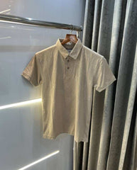 Gucc i Cream MonogR·aM Print Imported Polo T-Shirt